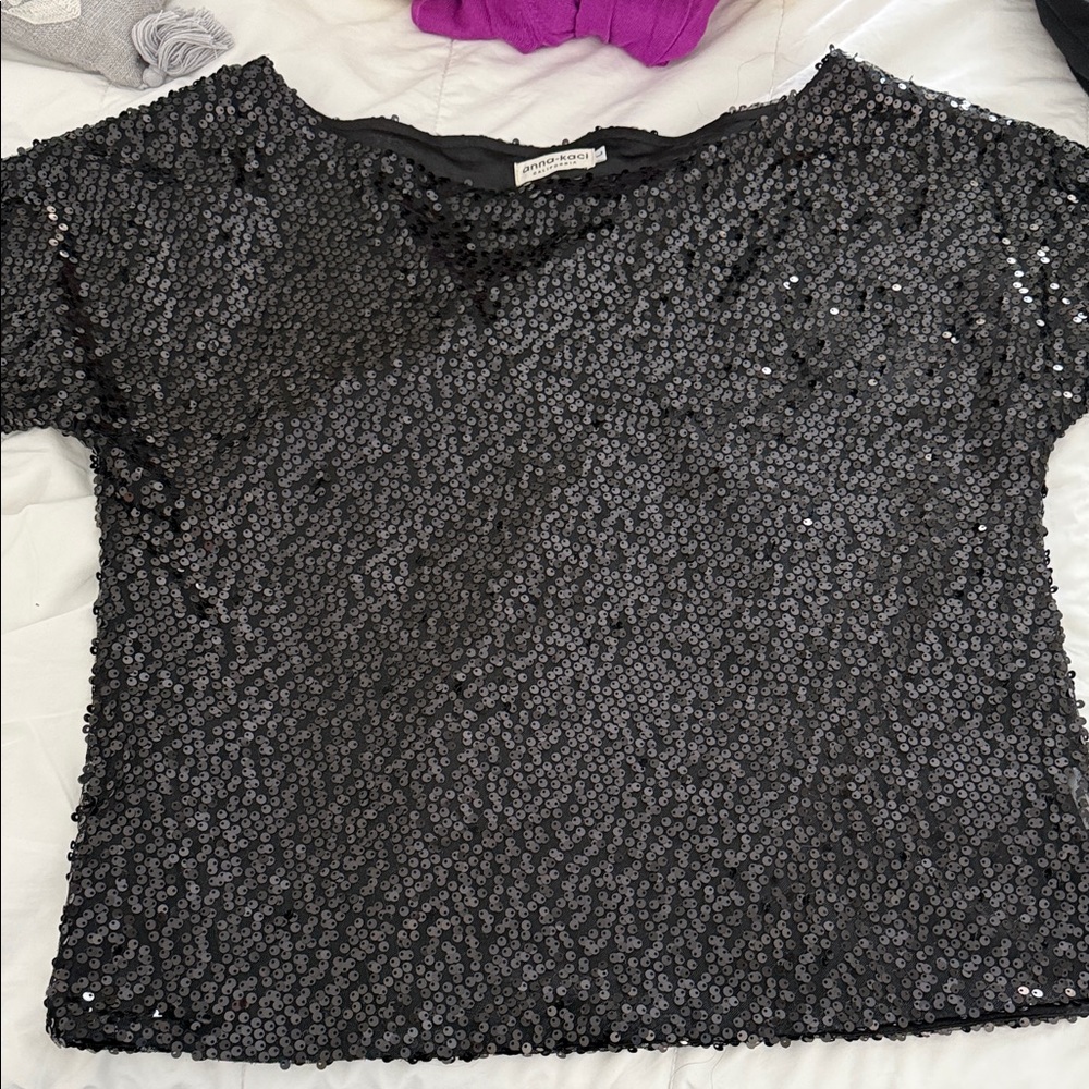 Elegant Black Sequin Blouse